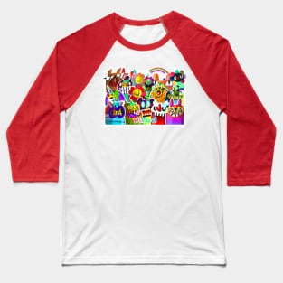 gradient gang RAINBOW DOODLE Baseball T-Shirt